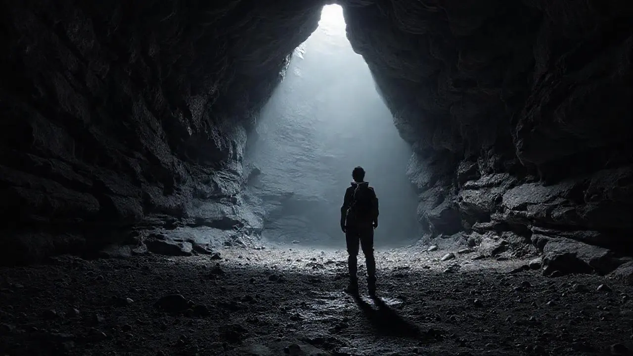 Cueva vasta y silenciosa, llena de sombras