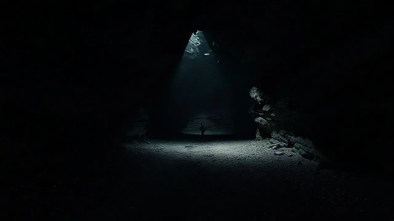 Cueva oscura, profunda y natural
