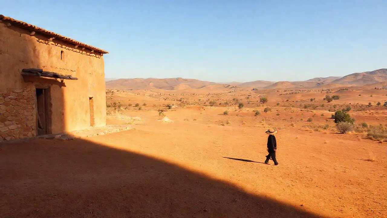Paisaje árido y vasto bajo luz cálida