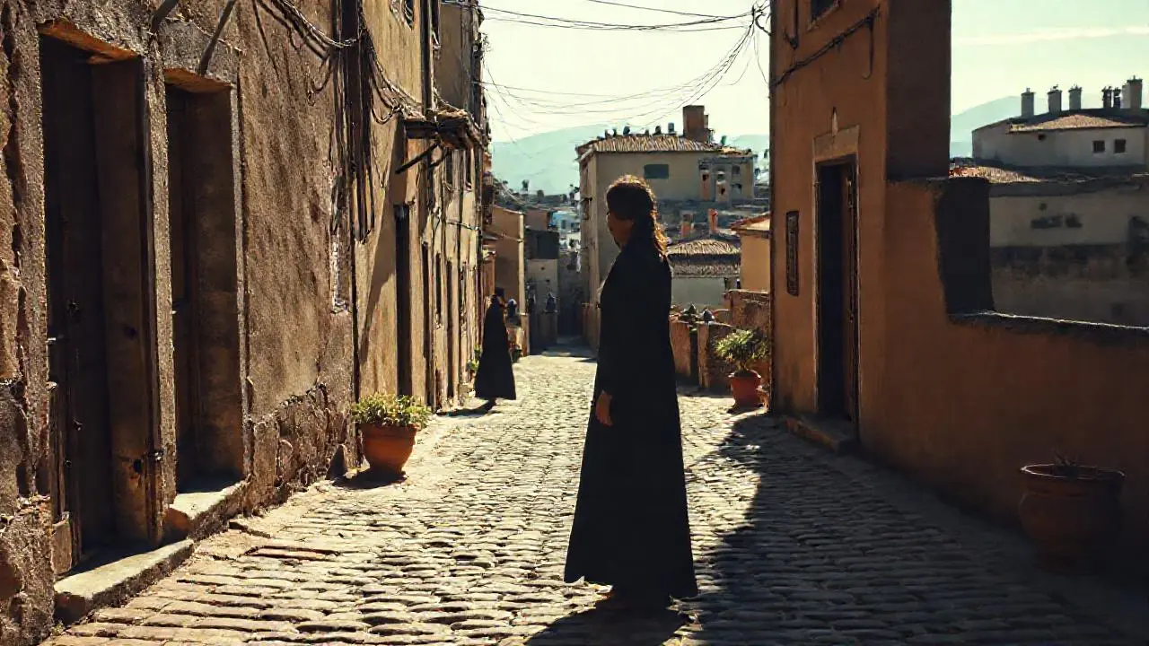Calle antigua, misteriosa y llena de atmósfera