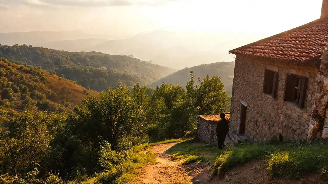 Paisaje rural sereno y ligeramente difuminado