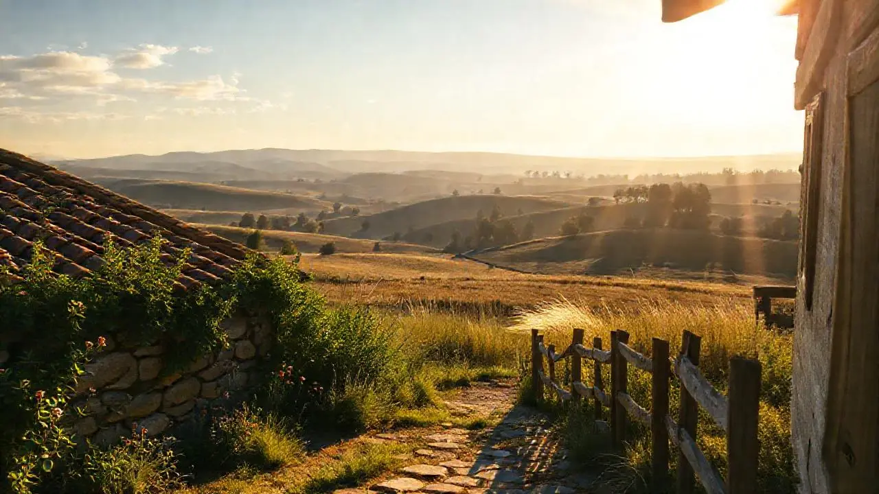 Paz rural, luz cálida y vastedad serena