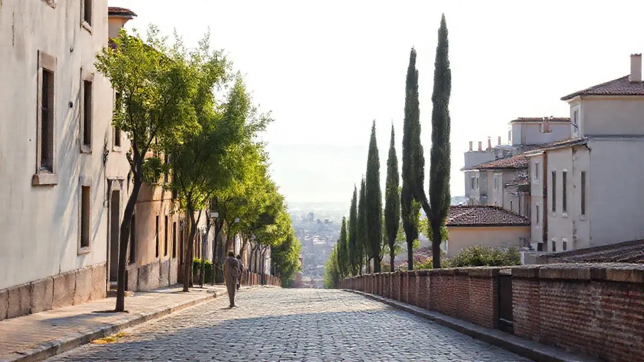 Tranquila escena urbana, cálida y serena