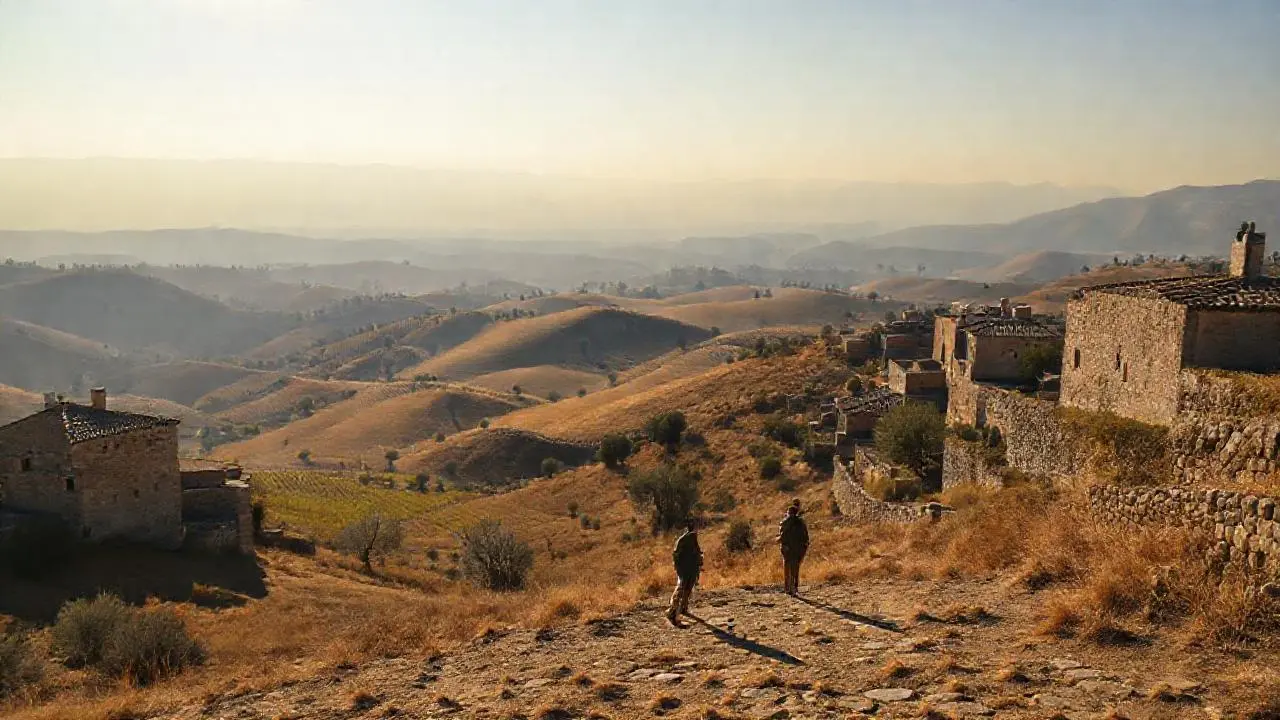 Paz rural, luz dorada y horizonte amplio