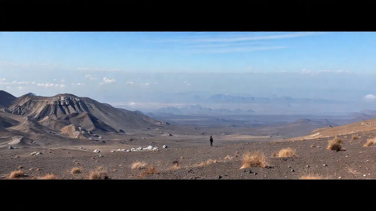 Paisaje volcánico árido, amplio y silencioso