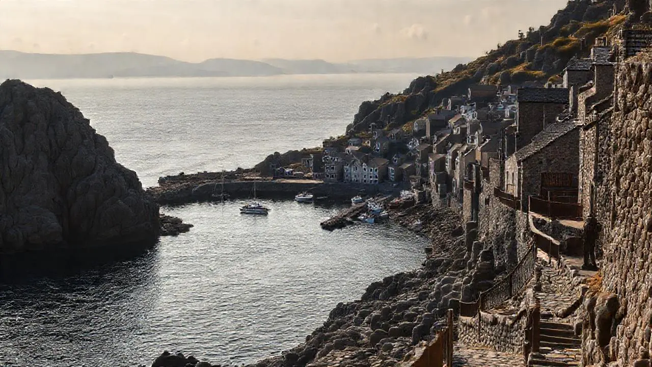 Paz serena en un pueblo costero
