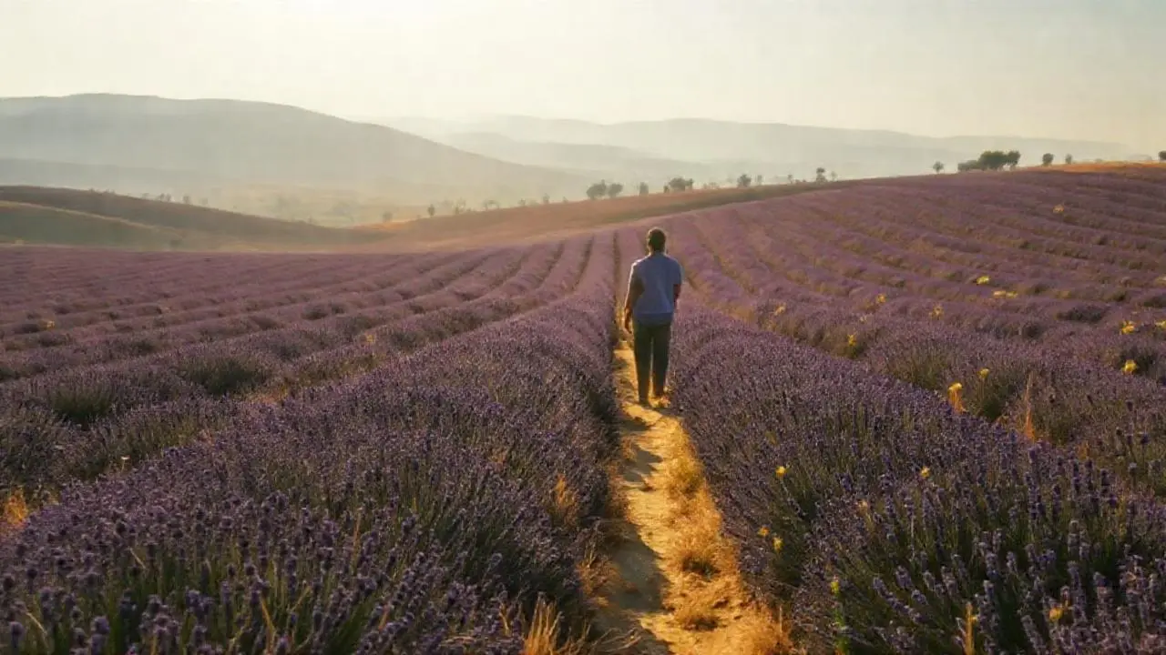 Campo de lavanda sereno y extenso