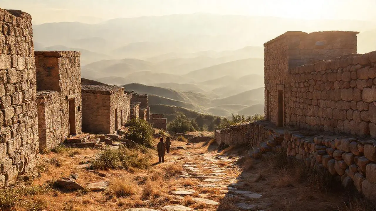 Paisaje antiguo, vasto, sereno y silencioso