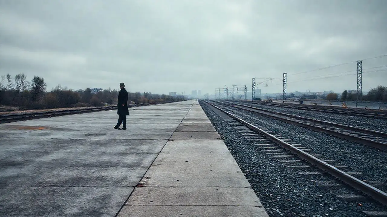 Escena melancólica, ferroviaria y ligeramente borrosa