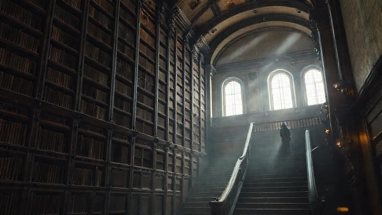 Grandiosa biblioteca antigua, llena de historia