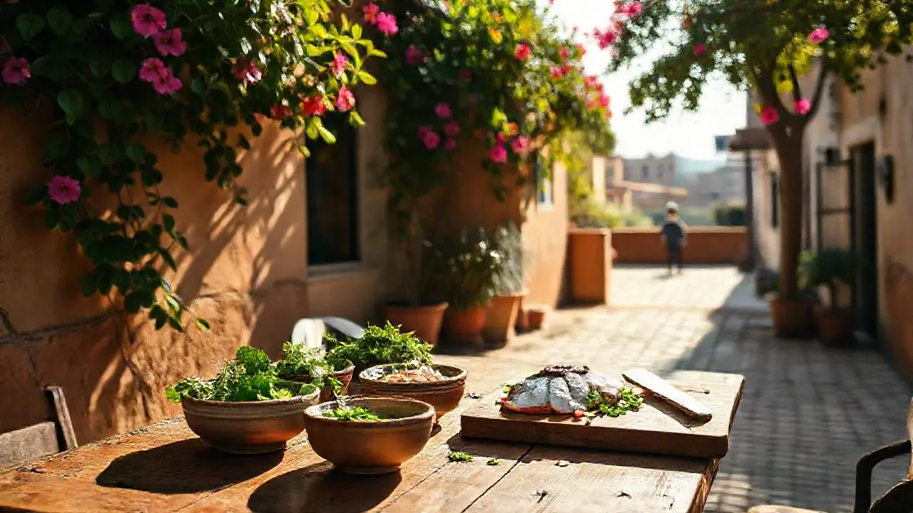 Paz relajada en un patio soleado