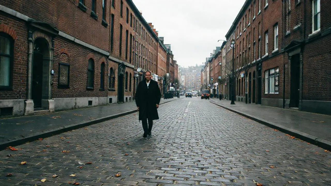 Calle histórica, melancólica y ligeramente borrosa