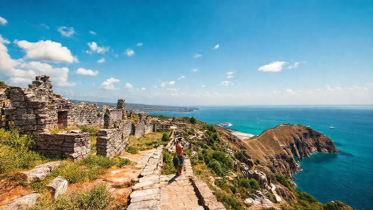 Paisaje costero sereno y soleado