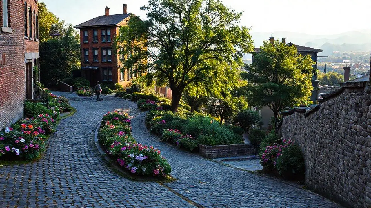 Callé empedrada, pintoresco paisaje urbano antiguo