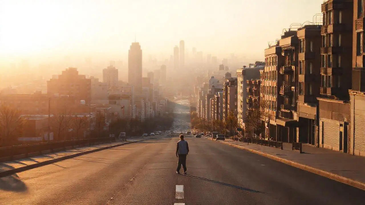 Escena urbana tranquila, suave y realista