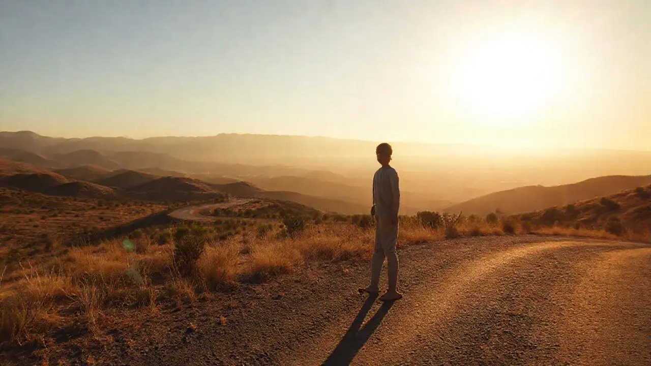 Paisaje sereno y vasto bajo luz cálida