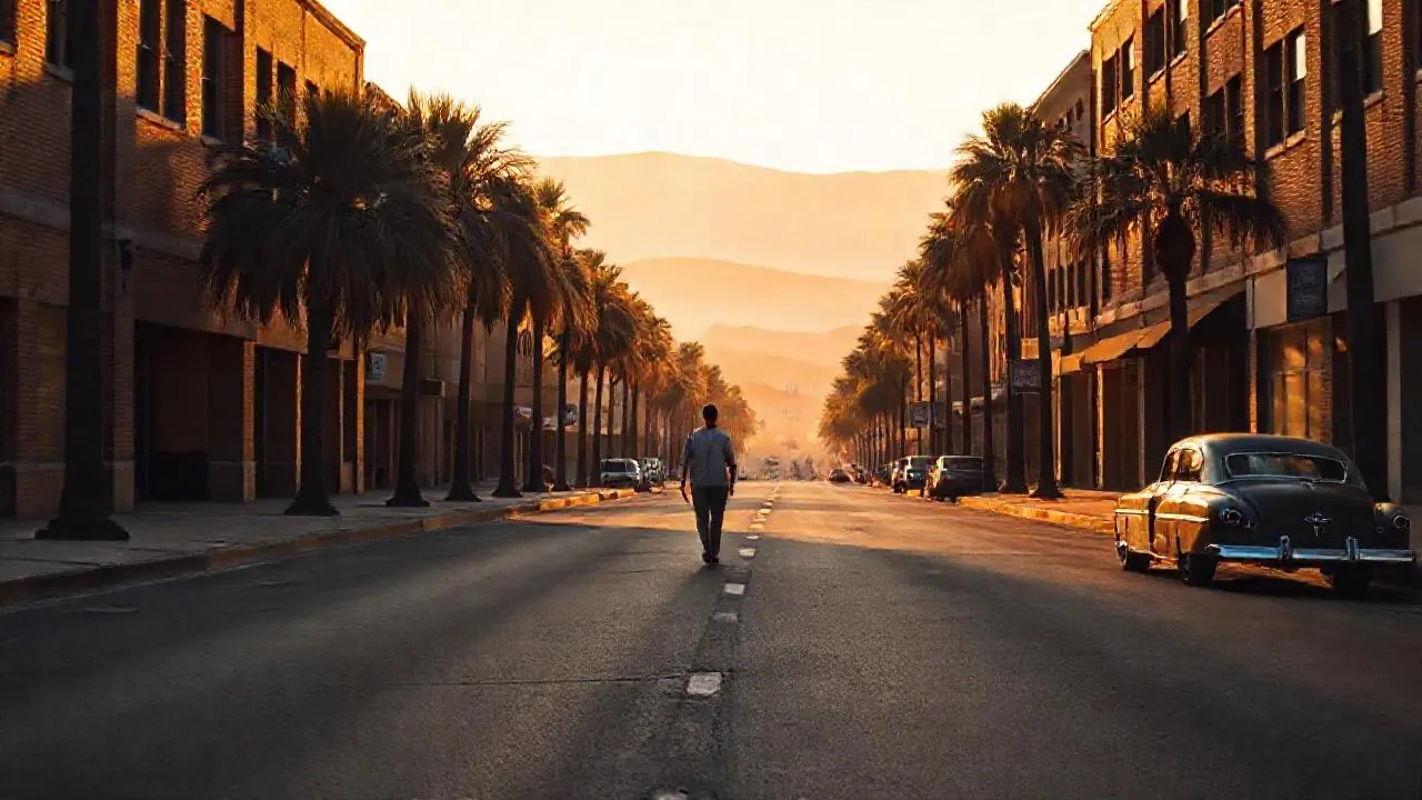 Calma urbana, luz dorada y vastedad