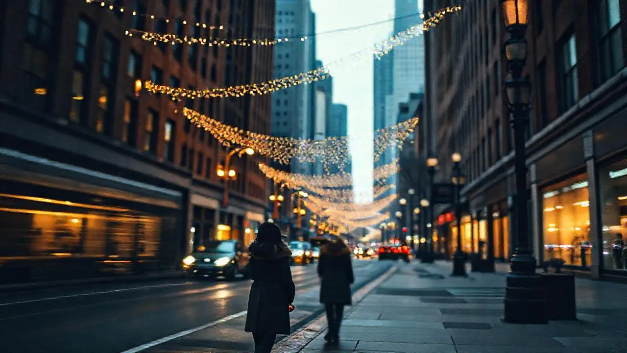 Una calle urbana invernal, melancólica y extensa