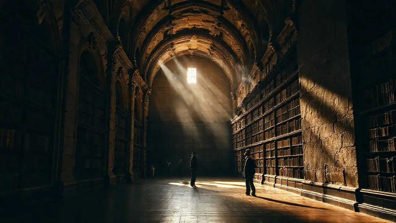 Lugar antiguo, silencioso, lleno de libros