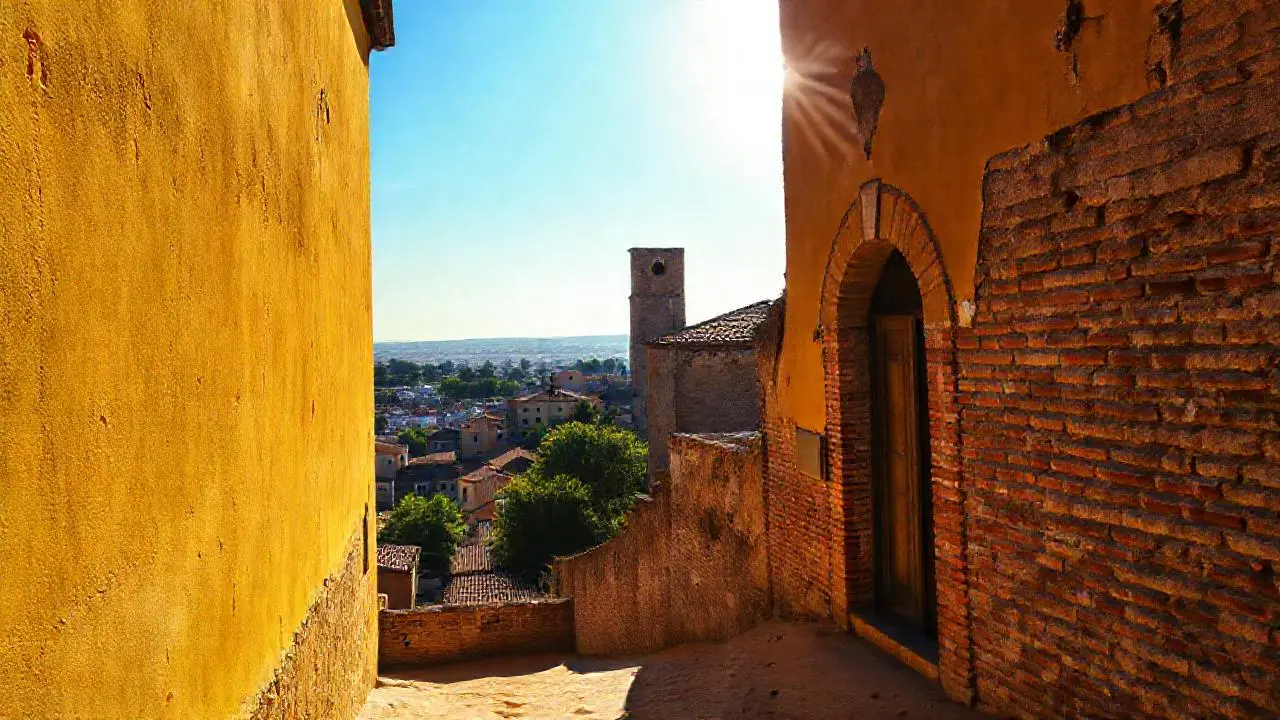 Tranquila escena urbana bañada por la luz