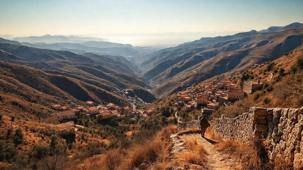 Paisaje montañoso sereno y vasto