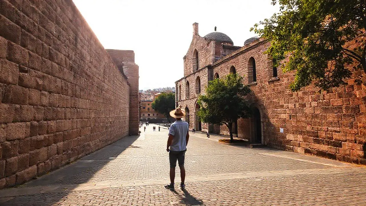 Arquitectura antigua bajo luz suave y serena