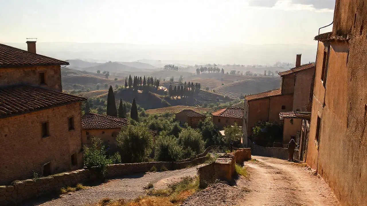 Paz rural toscana, luz dorada y calma