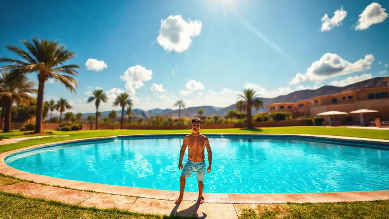 Escena serena, soleada y de gran escala