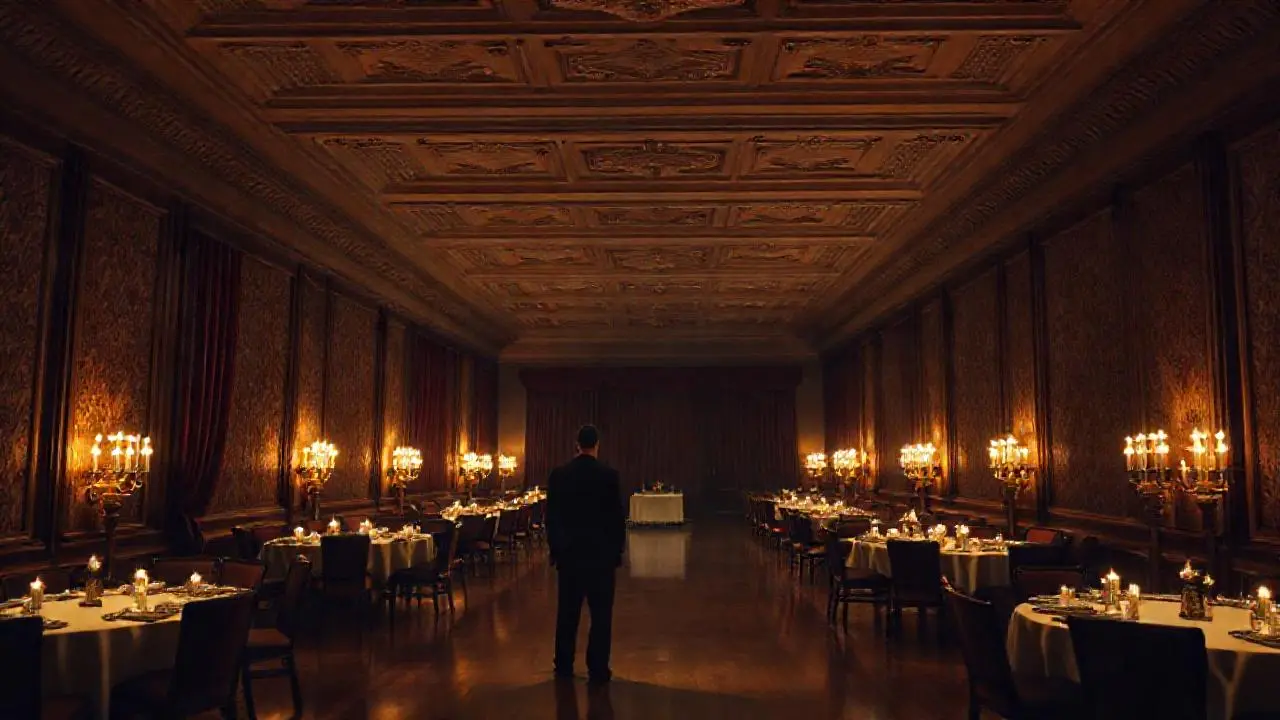 Salón elegante, oscuro y acogedor