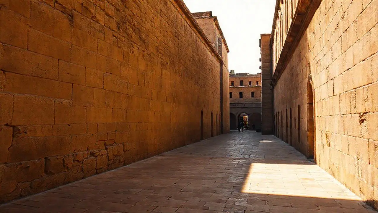 Arquitectura antigua, luz cálida y silenciosa