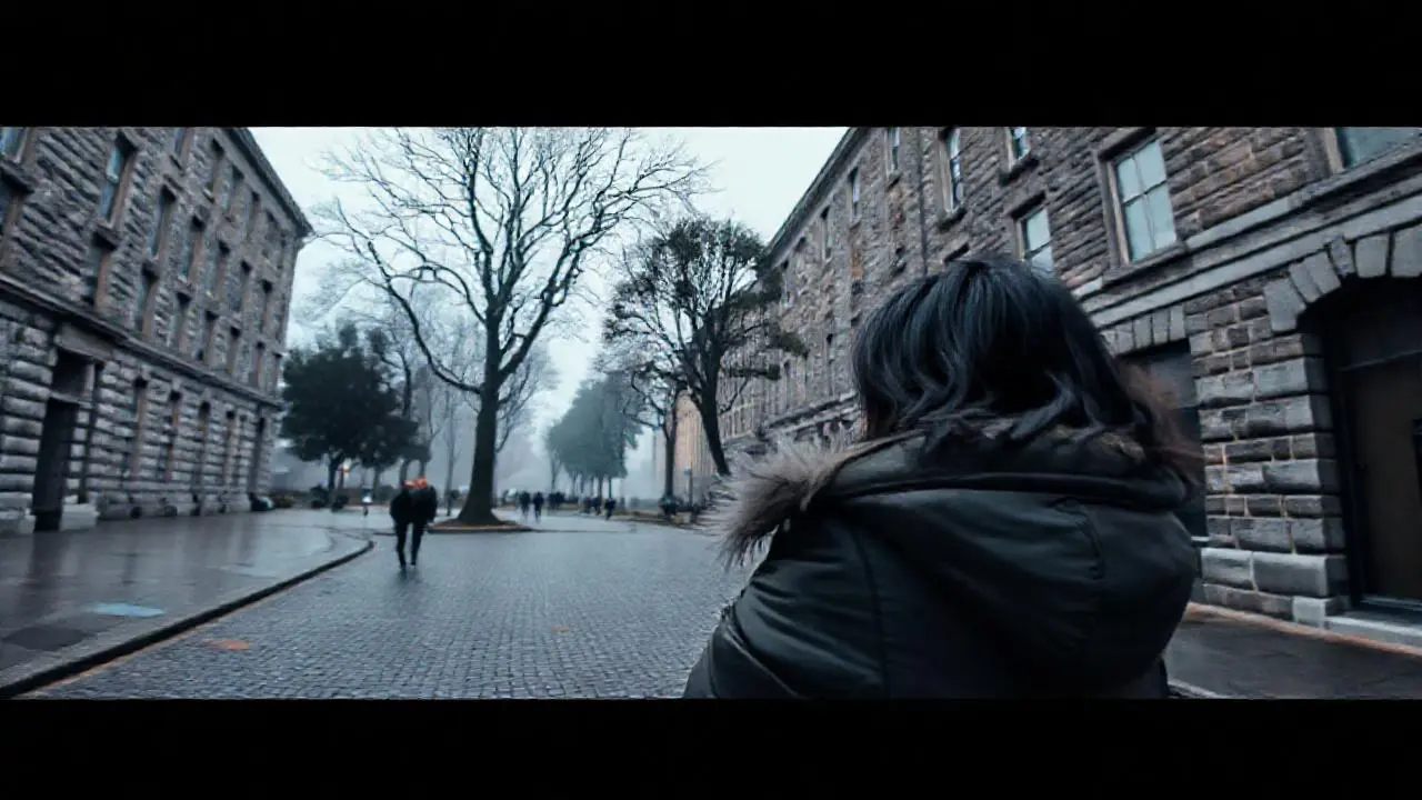 Escena invernal urbana, suave y difusa