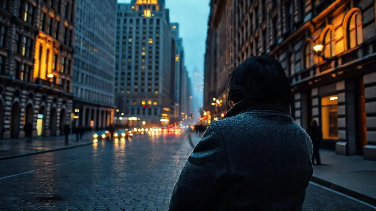 Ciudad nocturna, melancólica y atmosférica