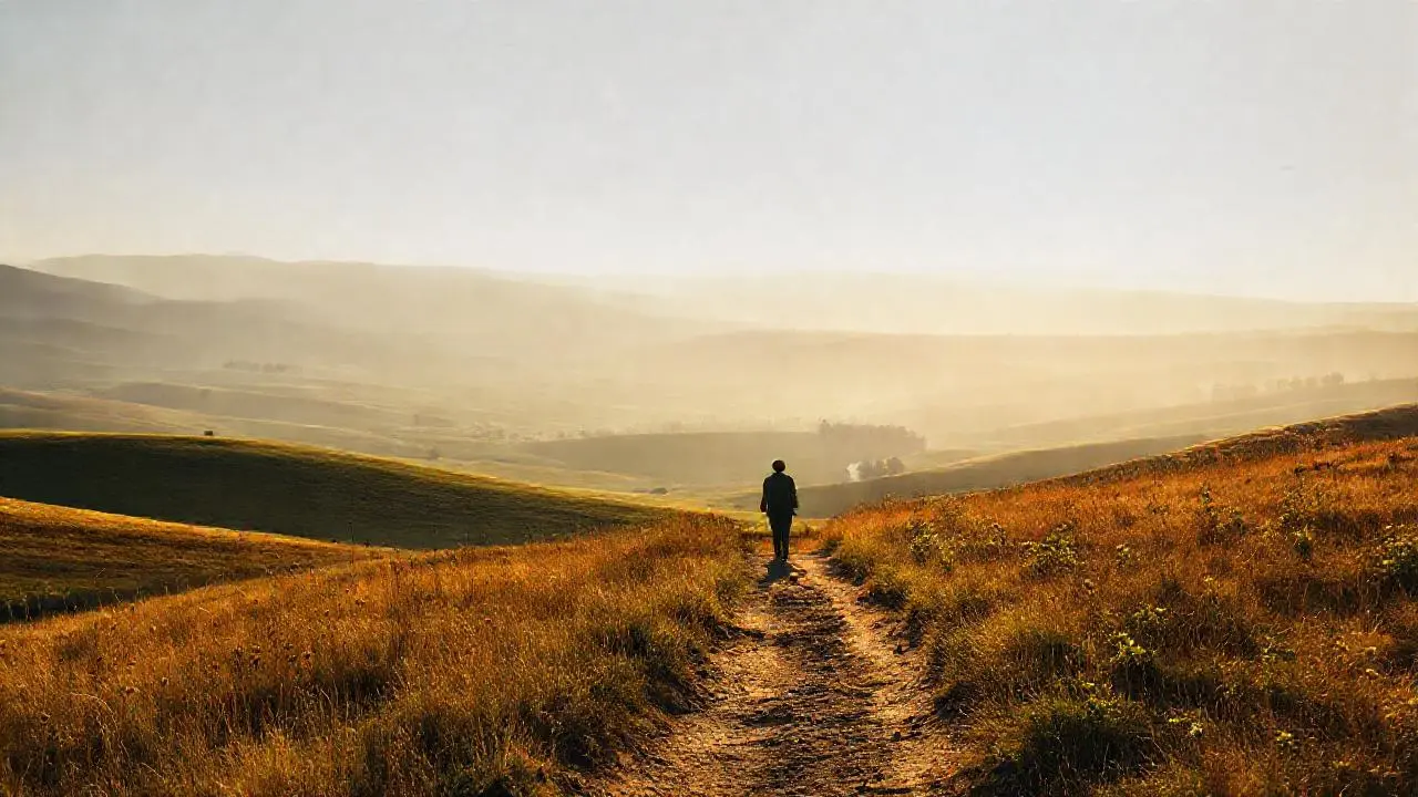 Paz rural bajo luz cálida y difusa