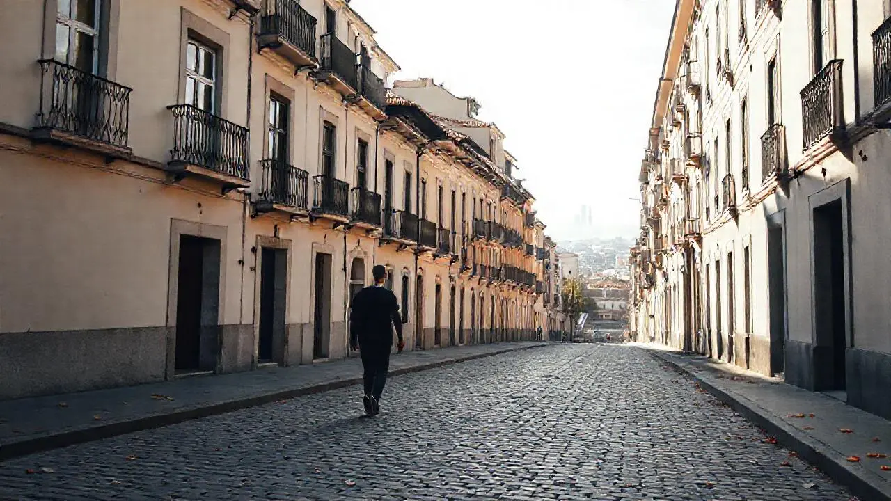 Calle antigua, tranquila y luminosa
