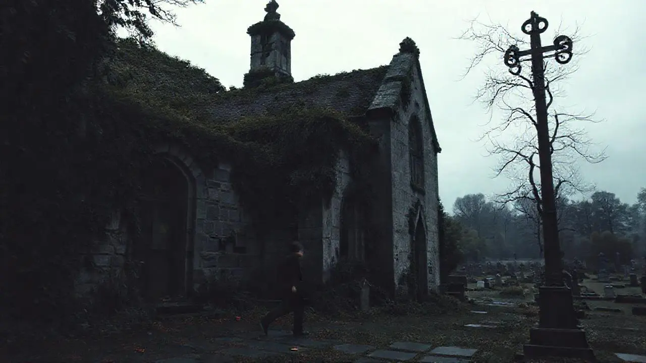 Cementerio antiguo, melancólico y silencioso