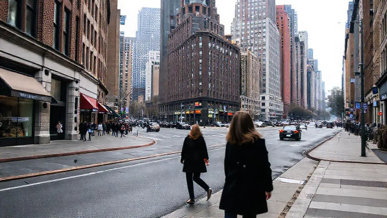 Calle urbana, ambiente gris y distante