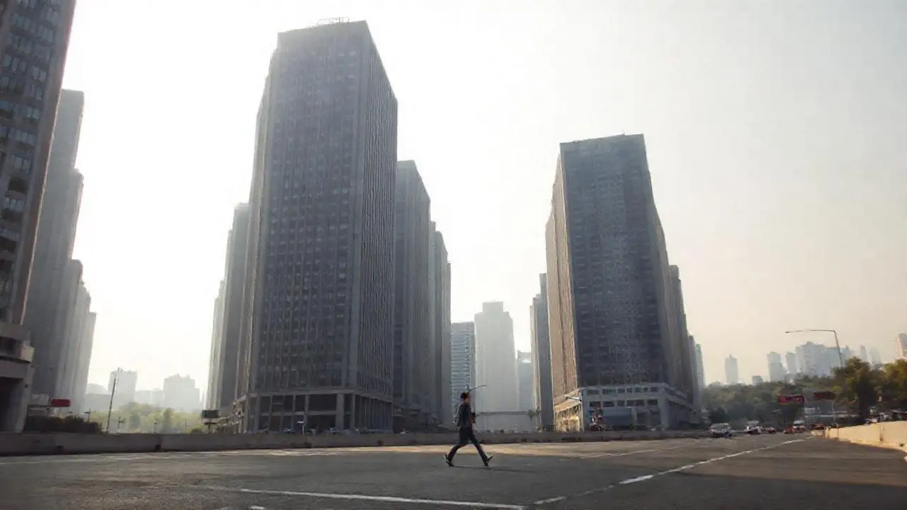 Ciudad moderna, ambiente suave y difuso