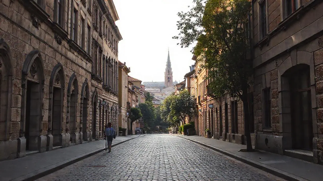 Pueblo antiguo, tranquilo y lleno de luz
