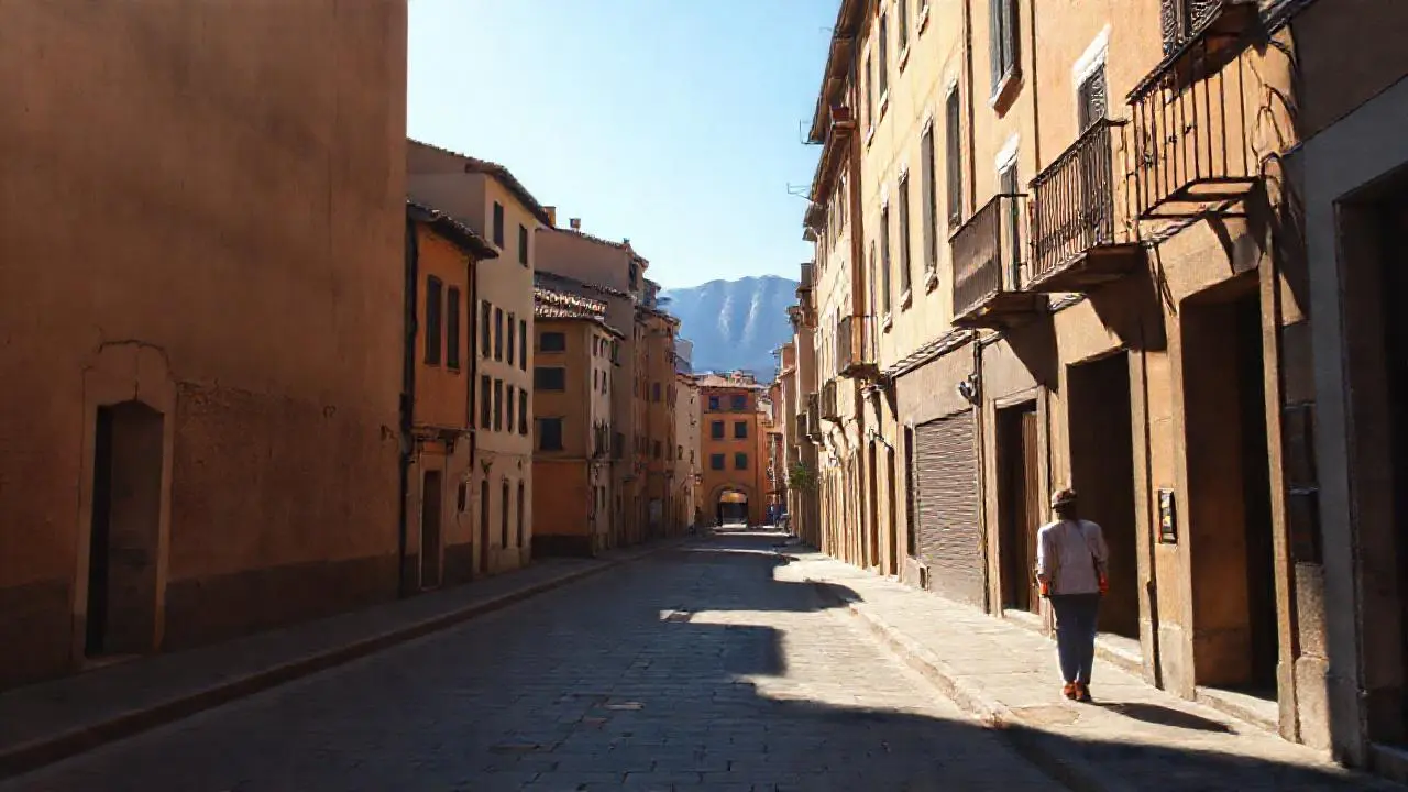 Calle antigua, luminosa y tranquila