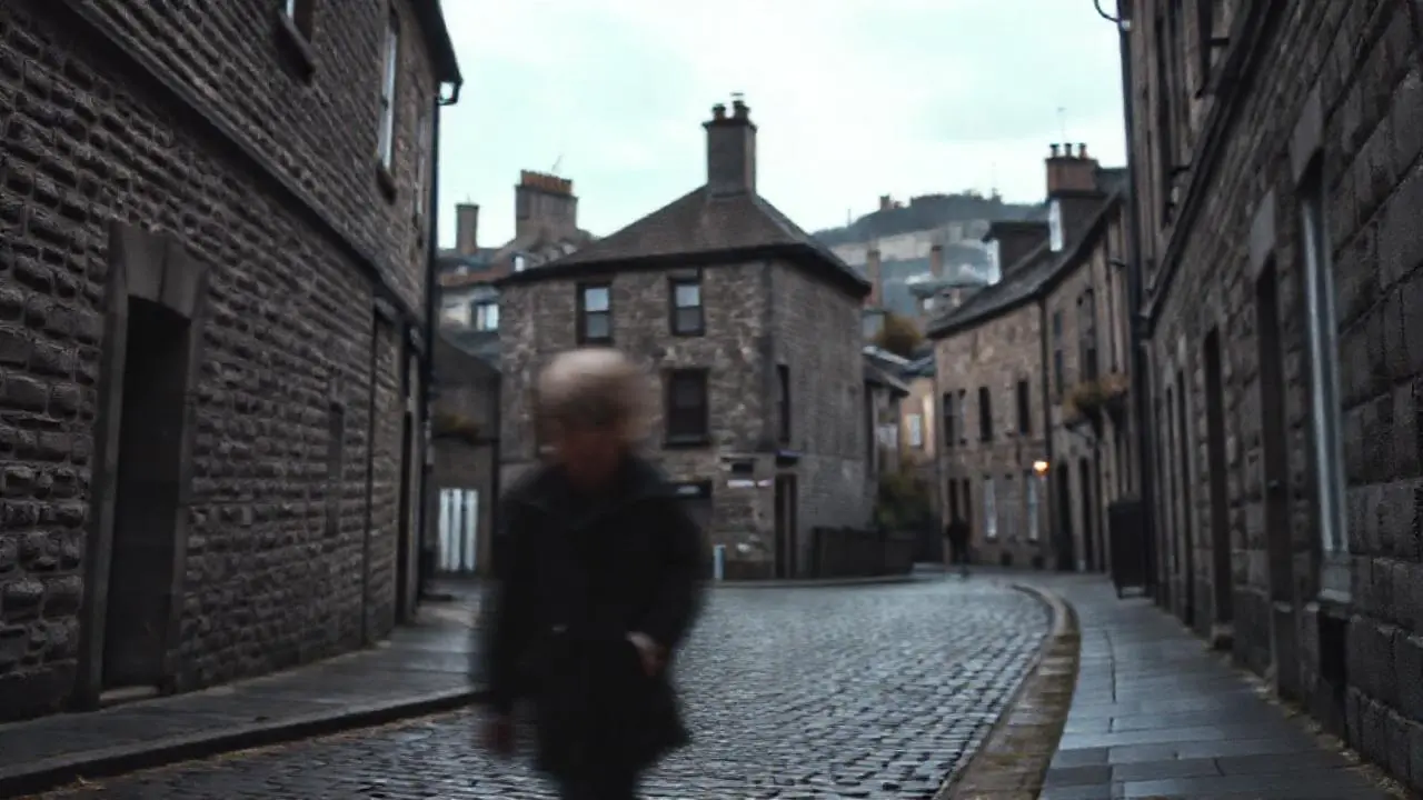 Escena urbana grisácea, tranquila y realista