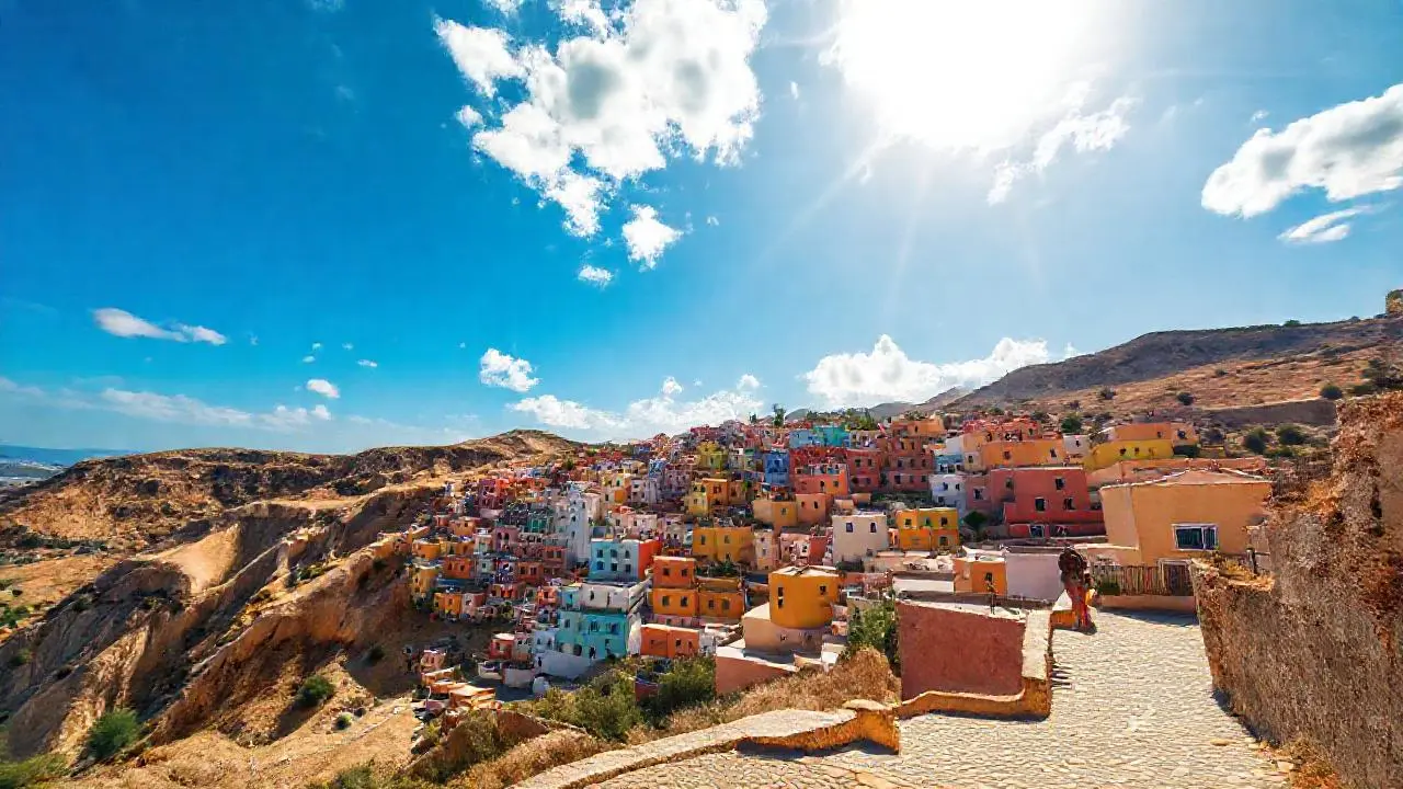 Paisaje mediterráneo soleado, cálido y relajado
