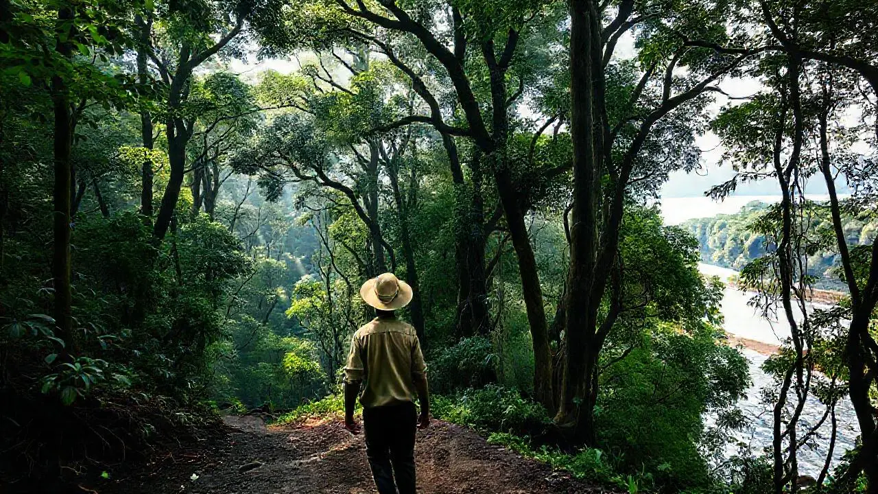 Selva densa, húmeda, y un caminante