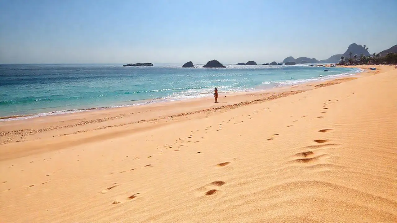 Playa serena, luz cálida, belleza natural