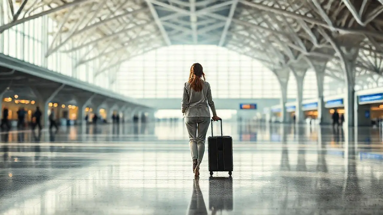 Luz suave ilumina un aeropuerto espacioso