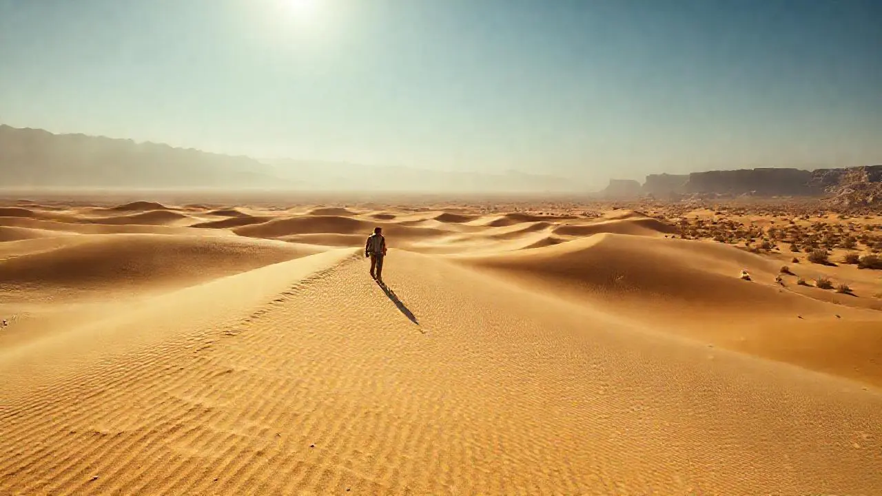 Paisaje árido, vasto y silencioso