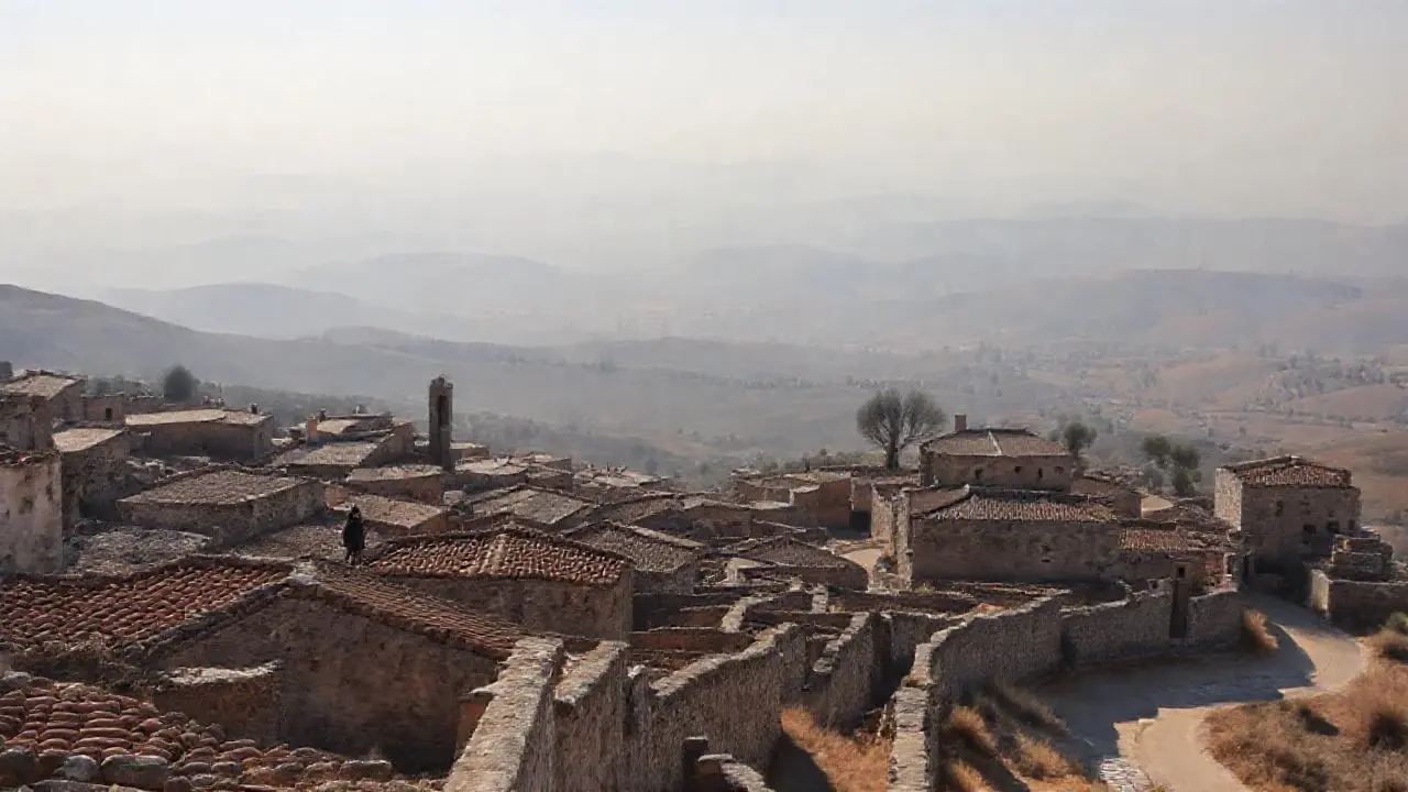 Paisaje antiguo, sereno y distante