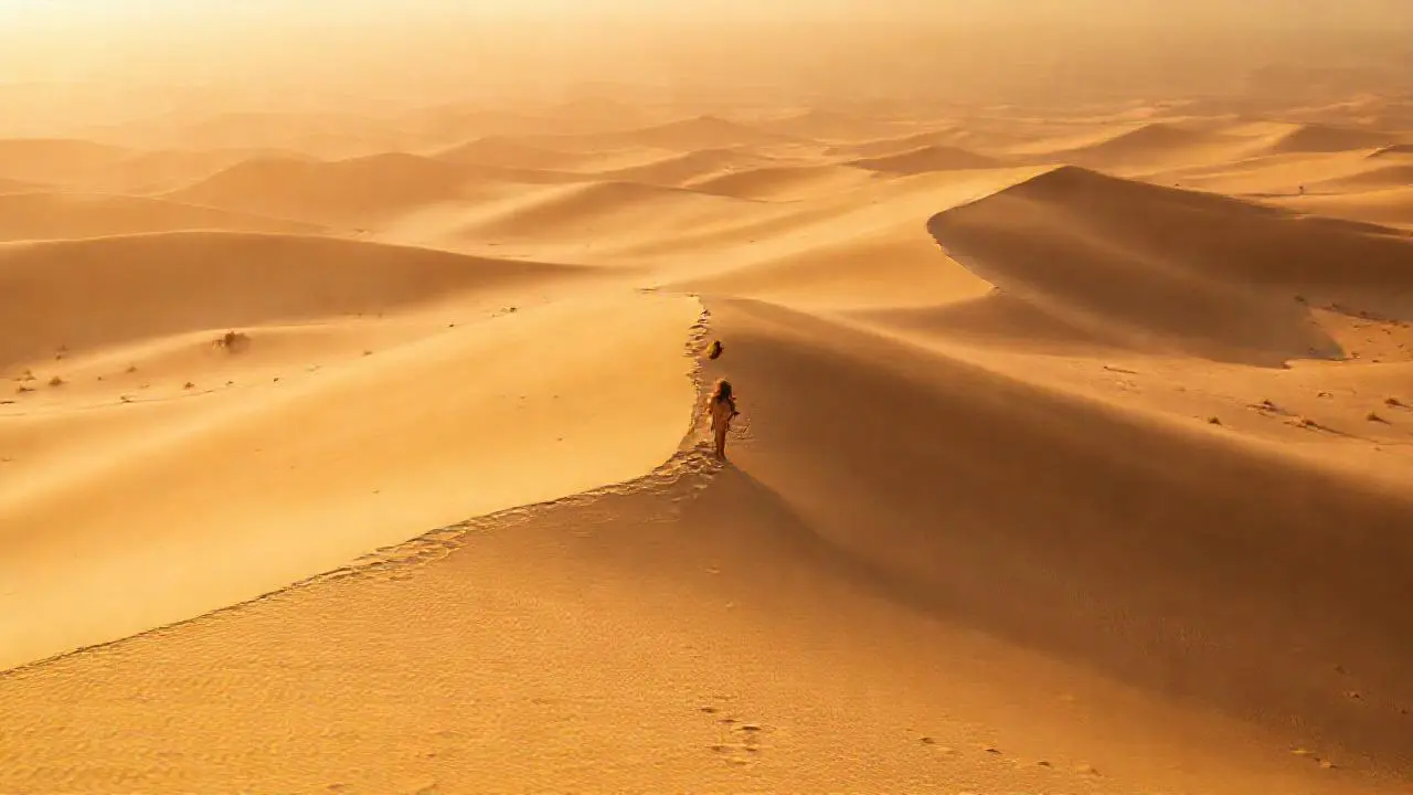 Un desierto arenoso, vasto y sereno