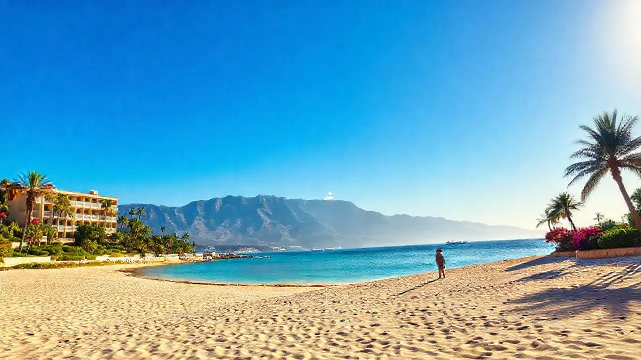 Escena costera tranquila y soleada