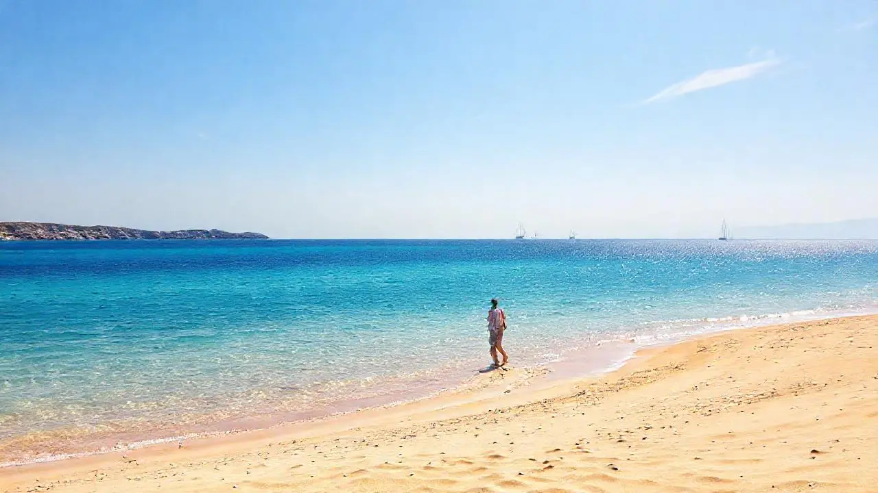 Playa tranquila bajo cielo despejado