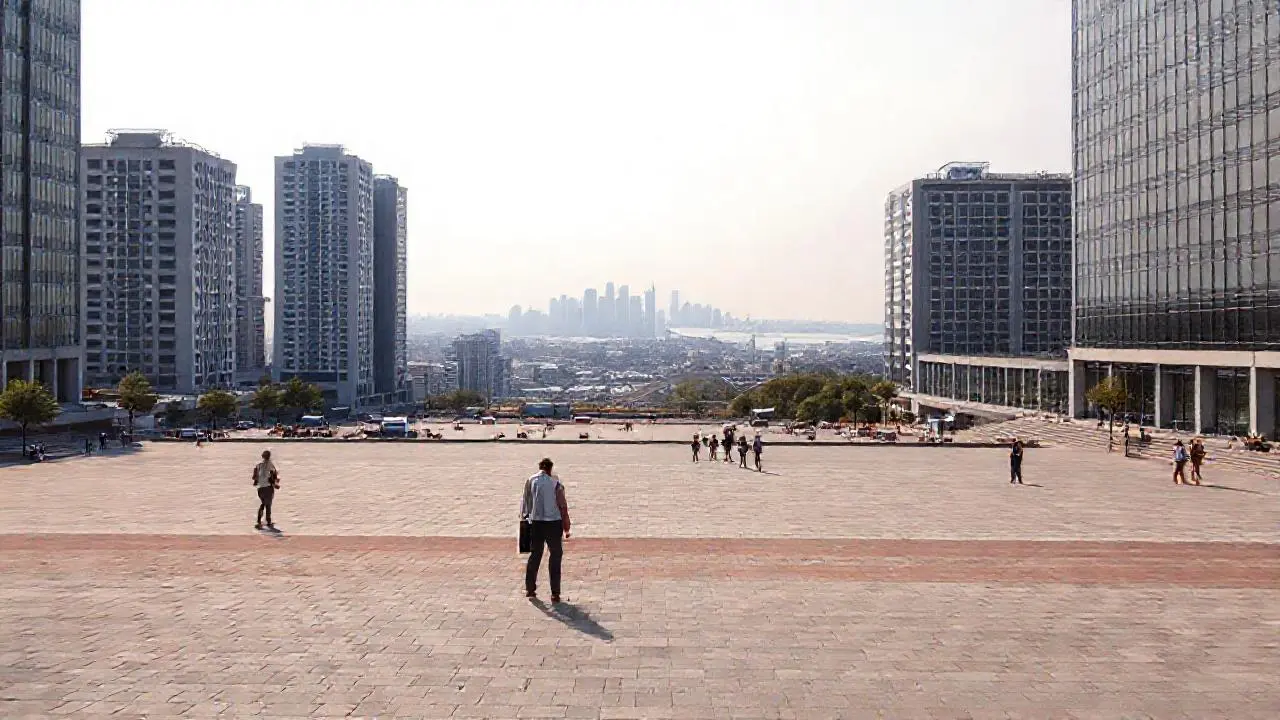 Ciudad extensa, tranquila y ligeramente difusa